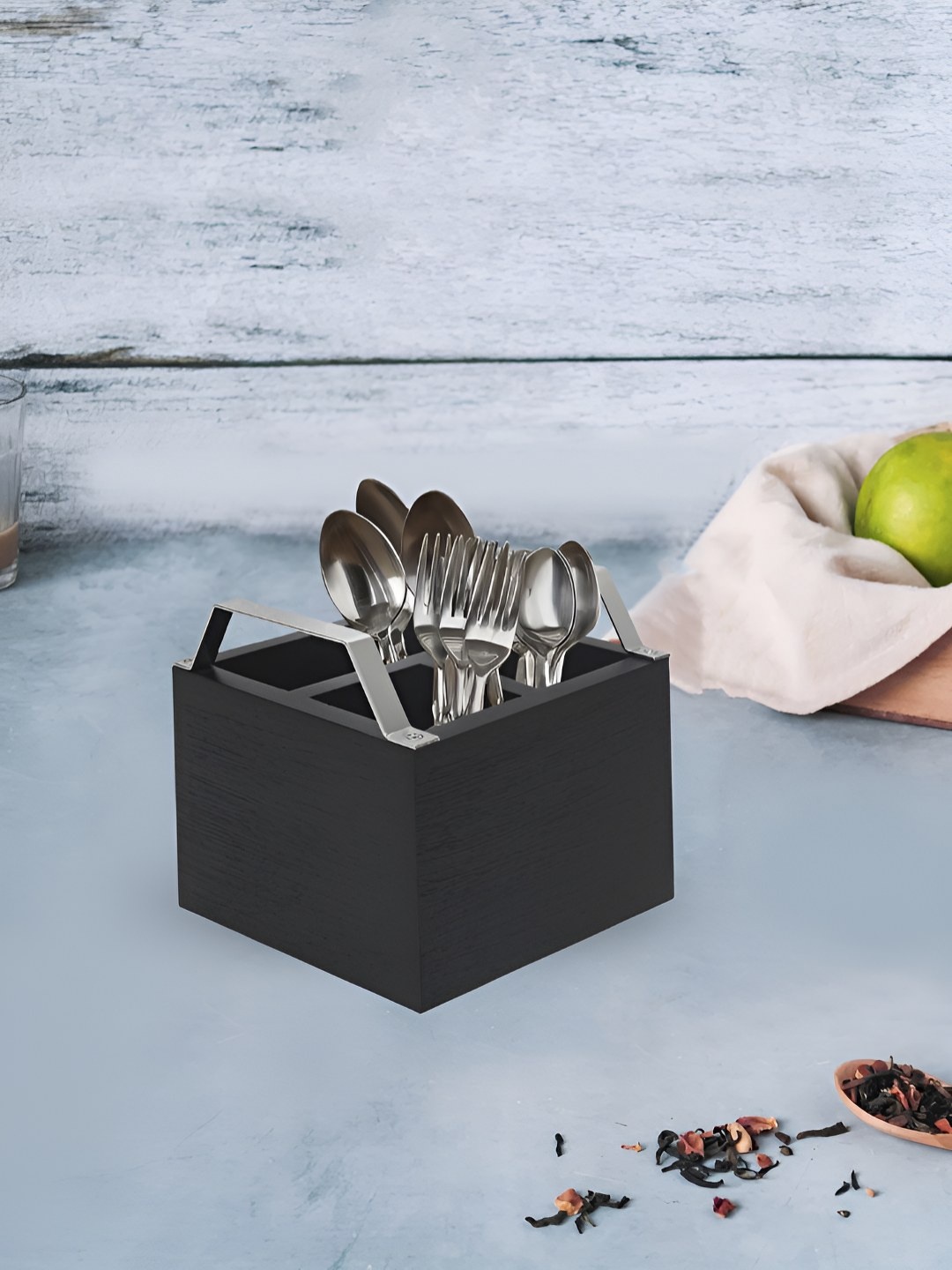

Metalsmith Black Wooden Cutlery Holder
