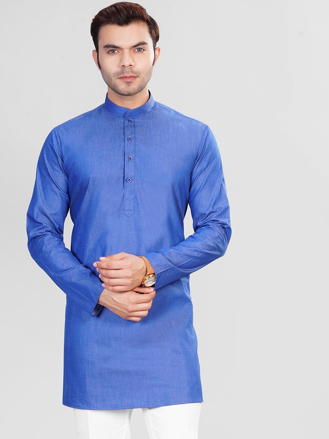 

LA'SCOOT Men Regular Pure Cotton Kurta with Trousers, Blue