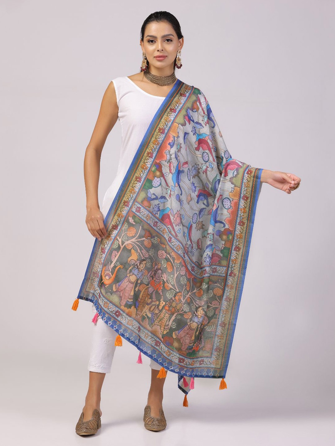 

Kaizen TEXO FAB Ethnic Motifs Digital Printed Dupatta, Grey
