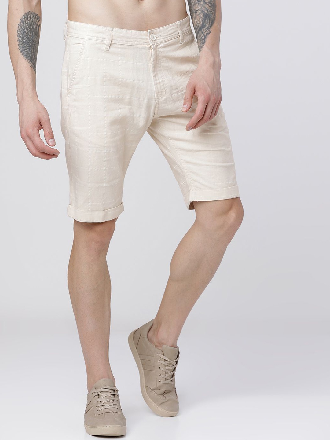 

HIGHLANDER Men Slim Fit Shorts, Cream