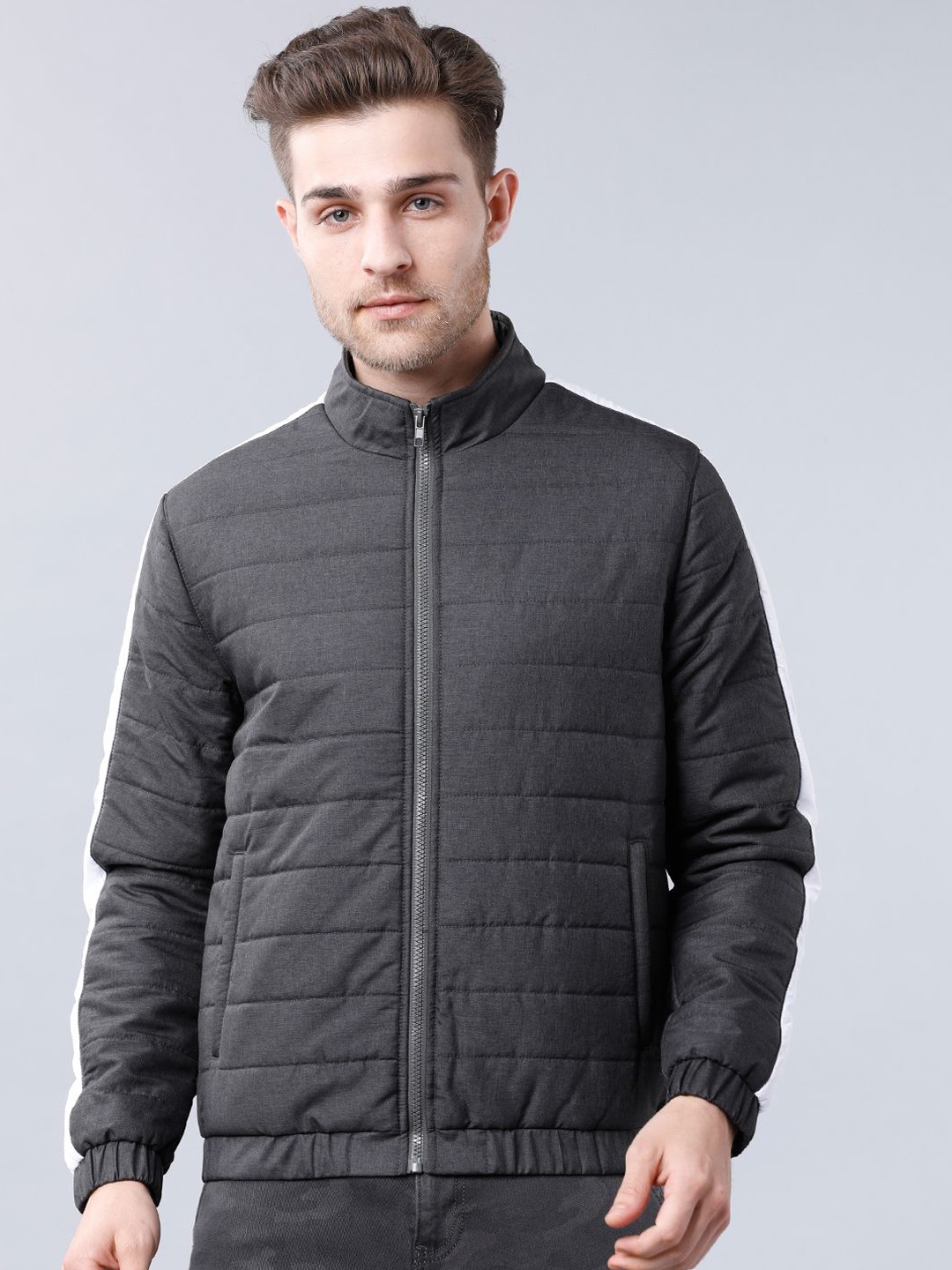 

HIGHLANDER Men Striped Puffer Jacket, Black