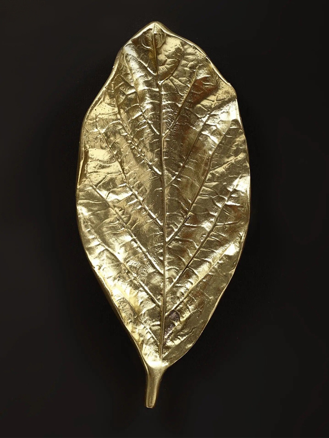 Exotic India Brass Mango Leaf Wall Decor, Gold