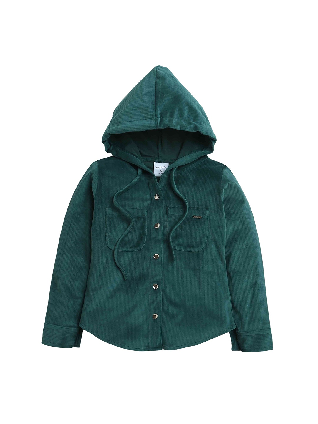 

Tiny Girl Solid Hood Top, Green