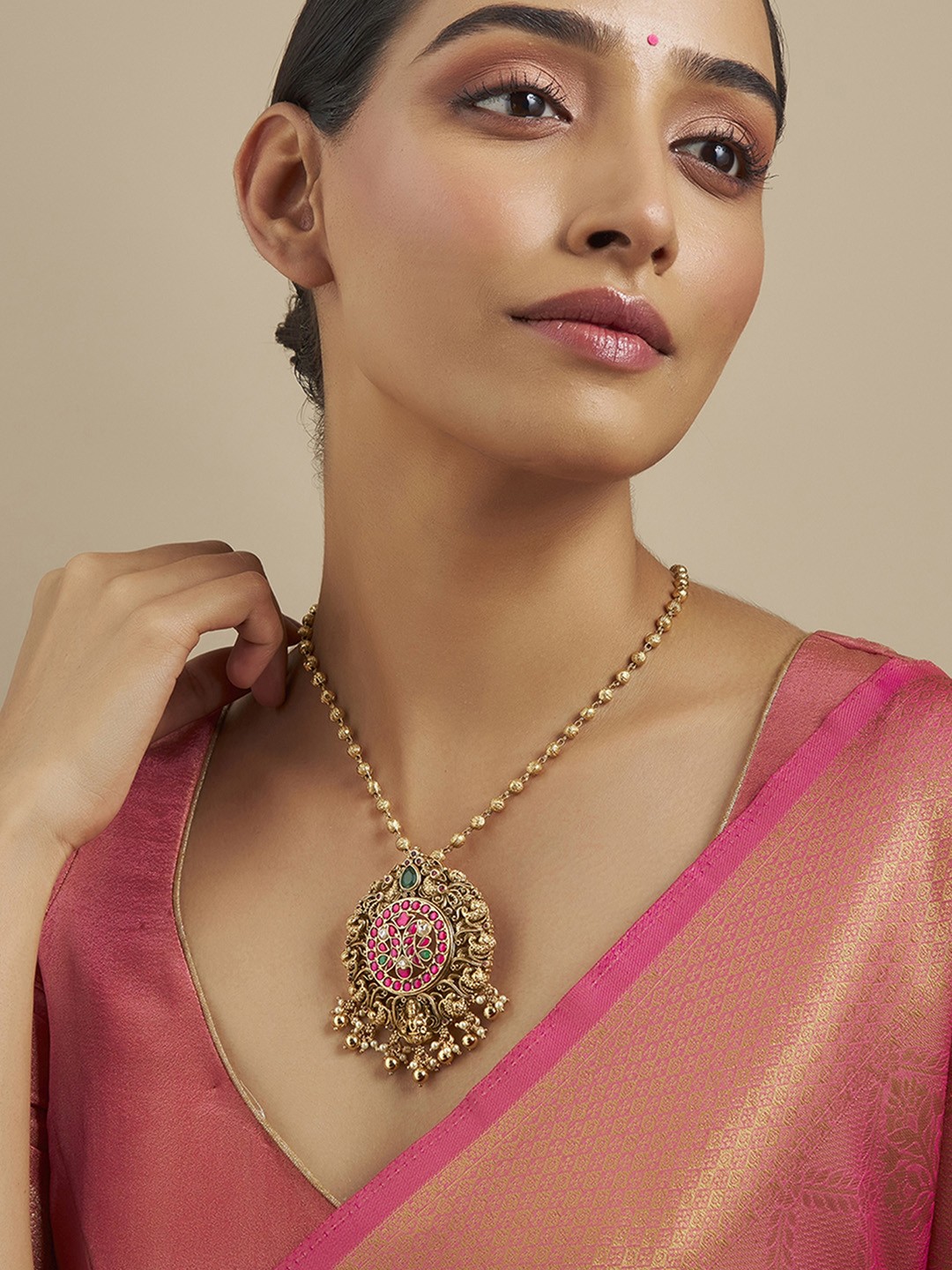 

Kushal's Fashion Jewellery 92.5 Pure Silver Gold-Plated Contemporary Pendants