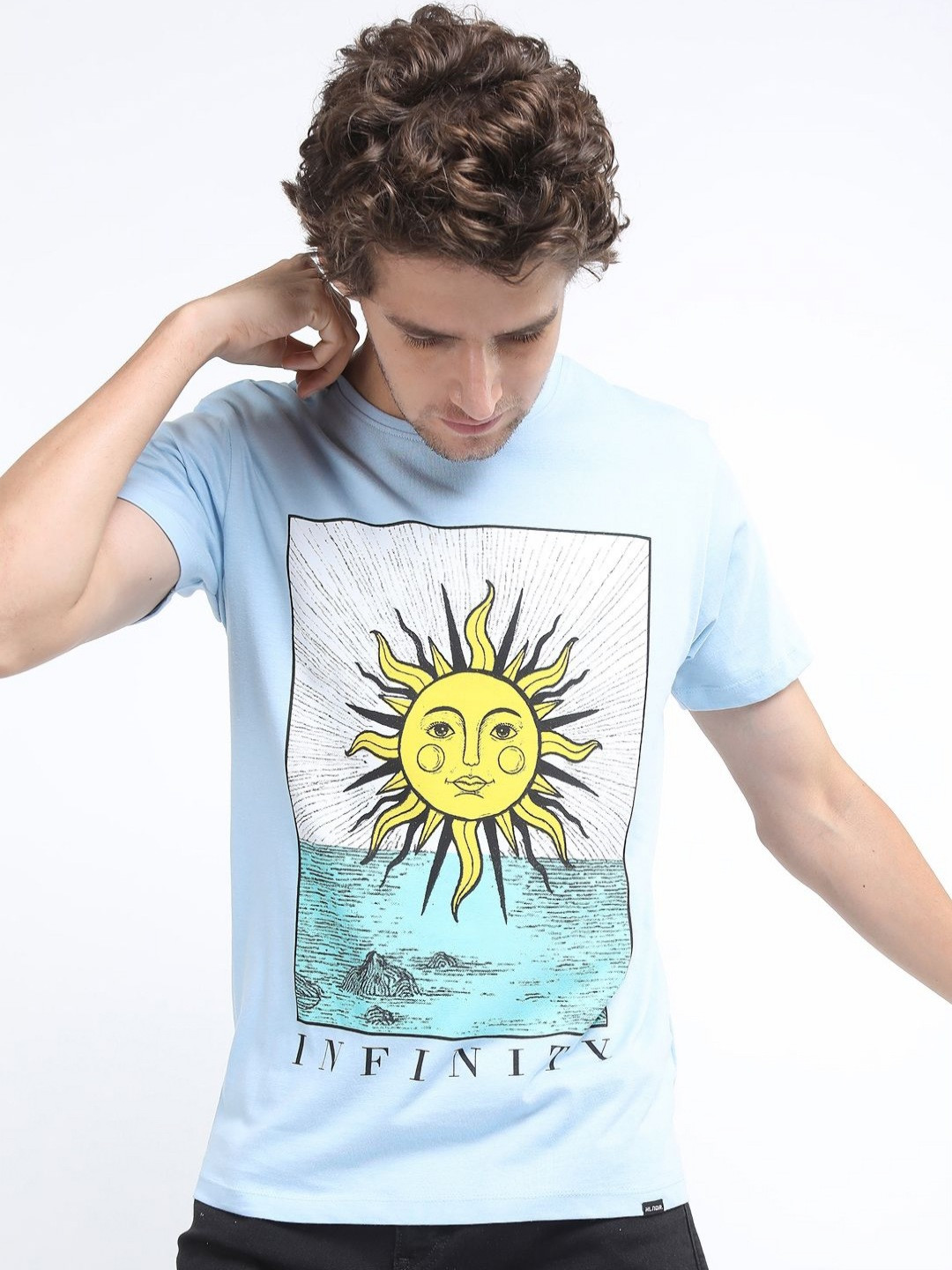 

HIGHLANDER Men Printed V-Neck Pockets Slim Fit T-shirt, Blue