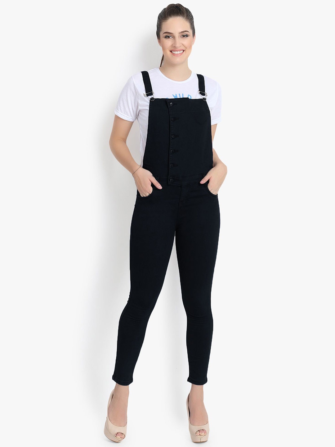 

Perfect Outlet Cotton Denim Dungaree, Black