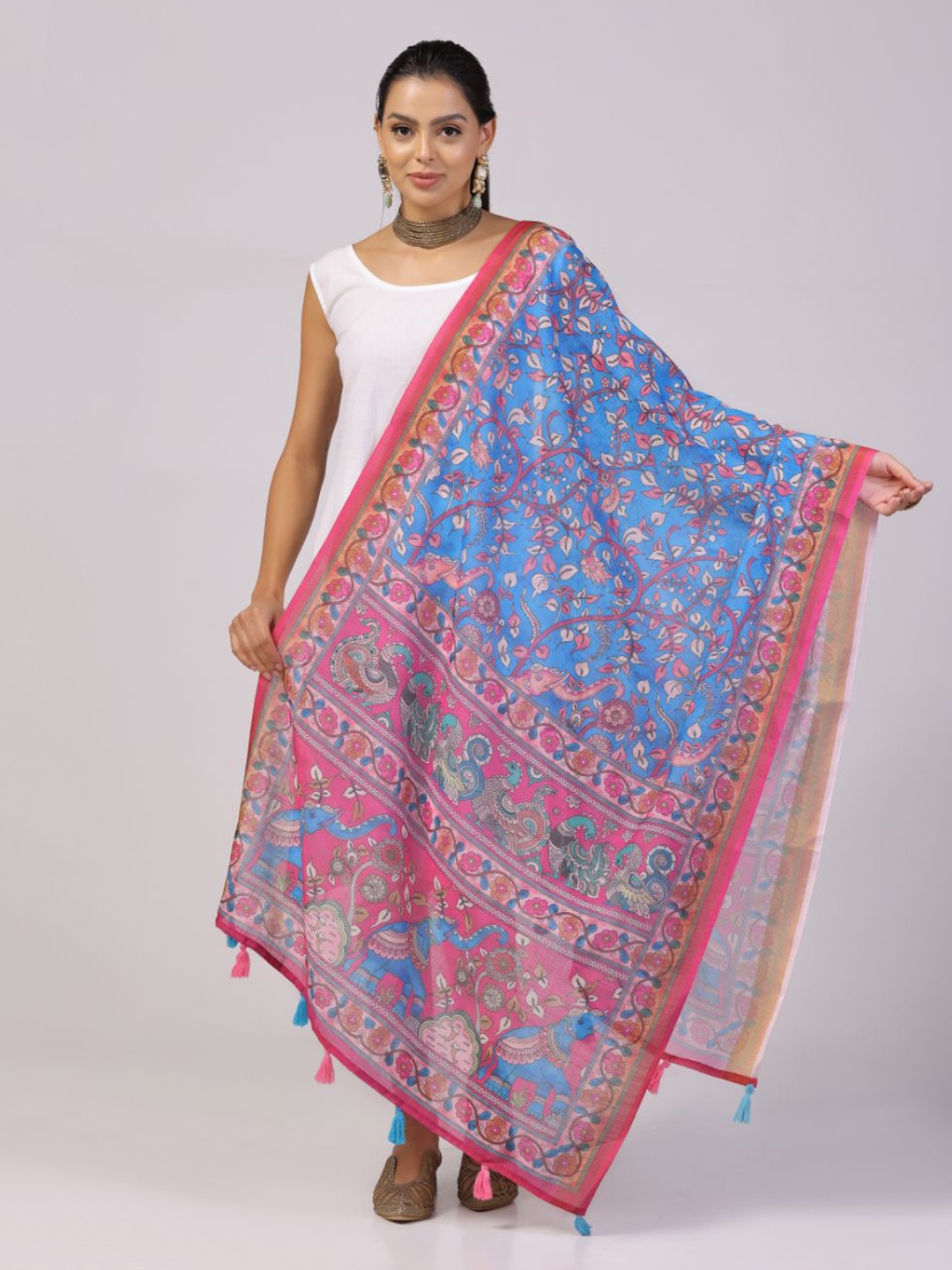 

Kaizen TEXO FAB Ethnic Motifs Printed Dupatta, Blue