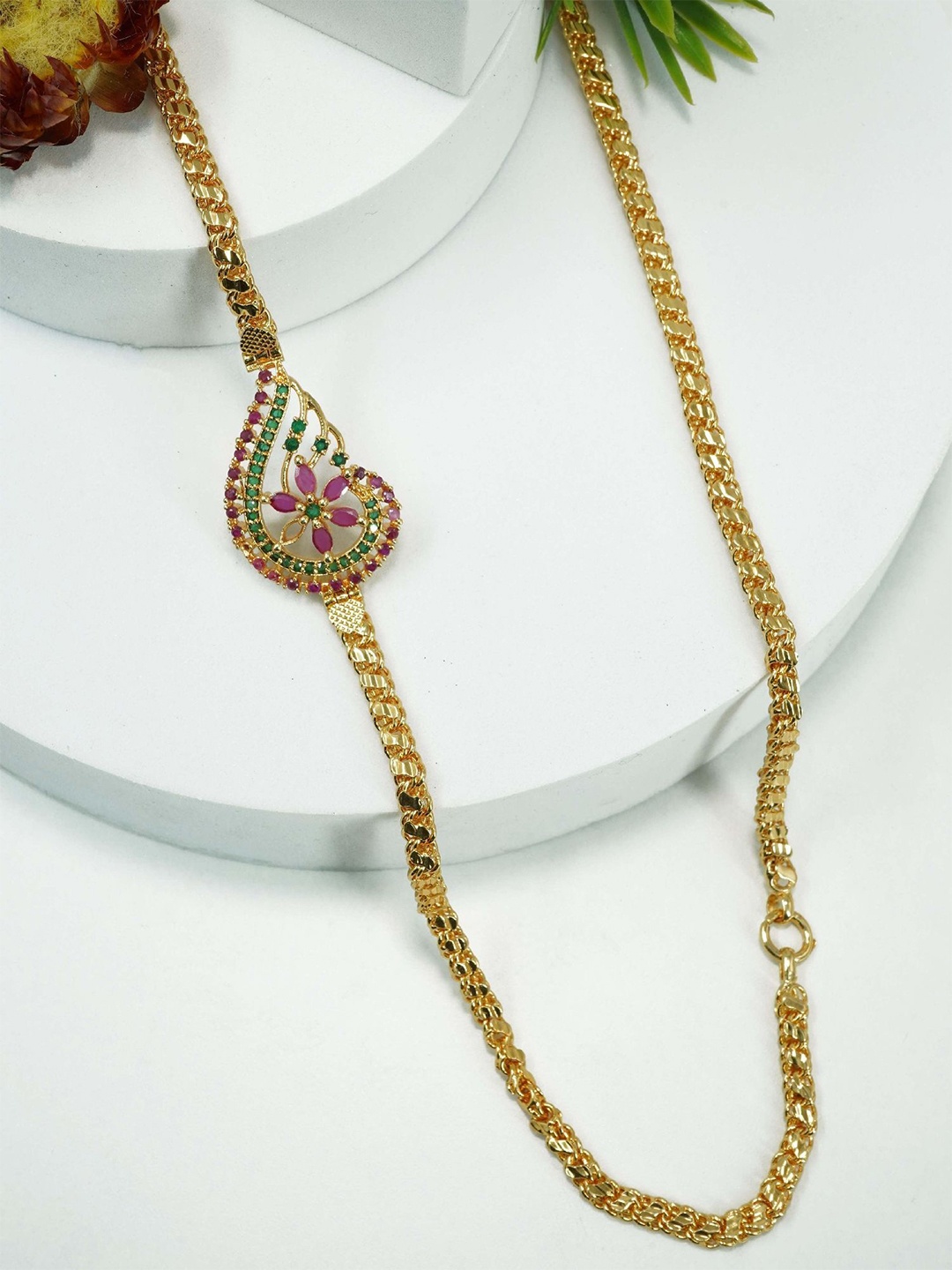 

GRIIHAM Gold Plated Cubic Zirconia Studded Mopu Chain