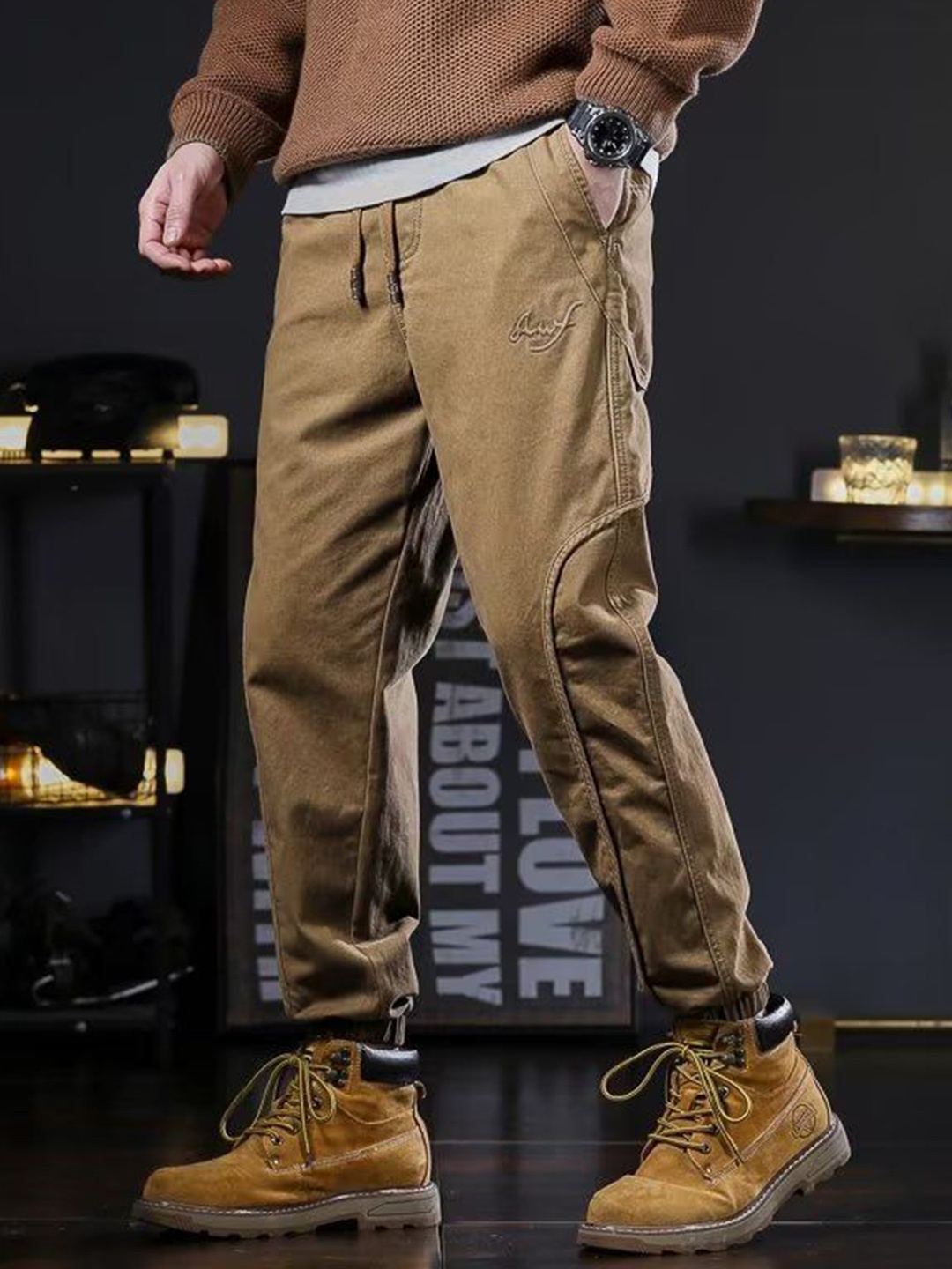 

StyleCast Men Chinos Trousers, Khaki