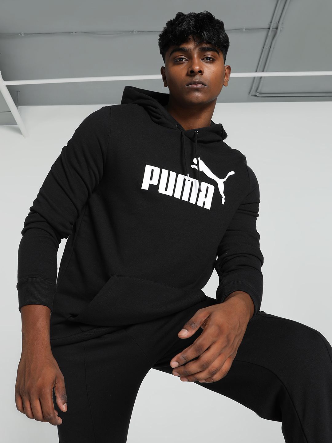 

Puma Men Ess Big Logo Printed Hoodie, Black