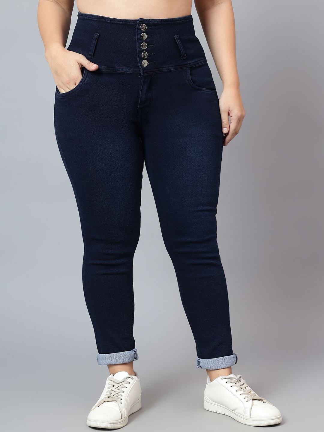 

Nifty Women Plus Size Skinny Fit High-Rise Stretchable Jeans, Blue