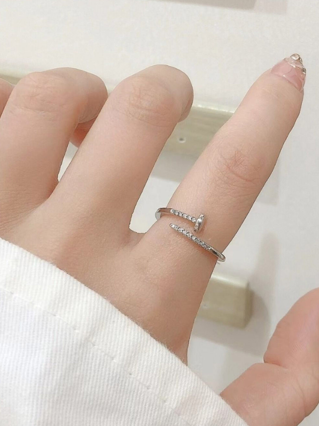 

SALTY Jas Stone Studded Adjustable Finger Ring, Silver