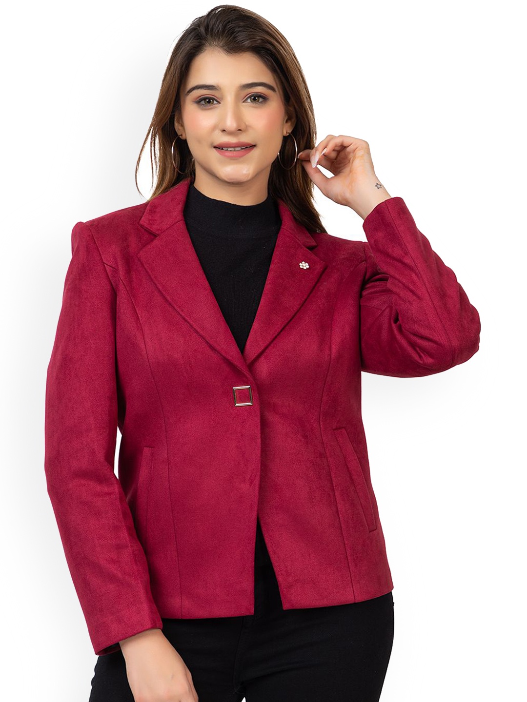 

TWENTY ME Comfort-Fit Notched Lapel Single-Breasted Blazer, Maroon