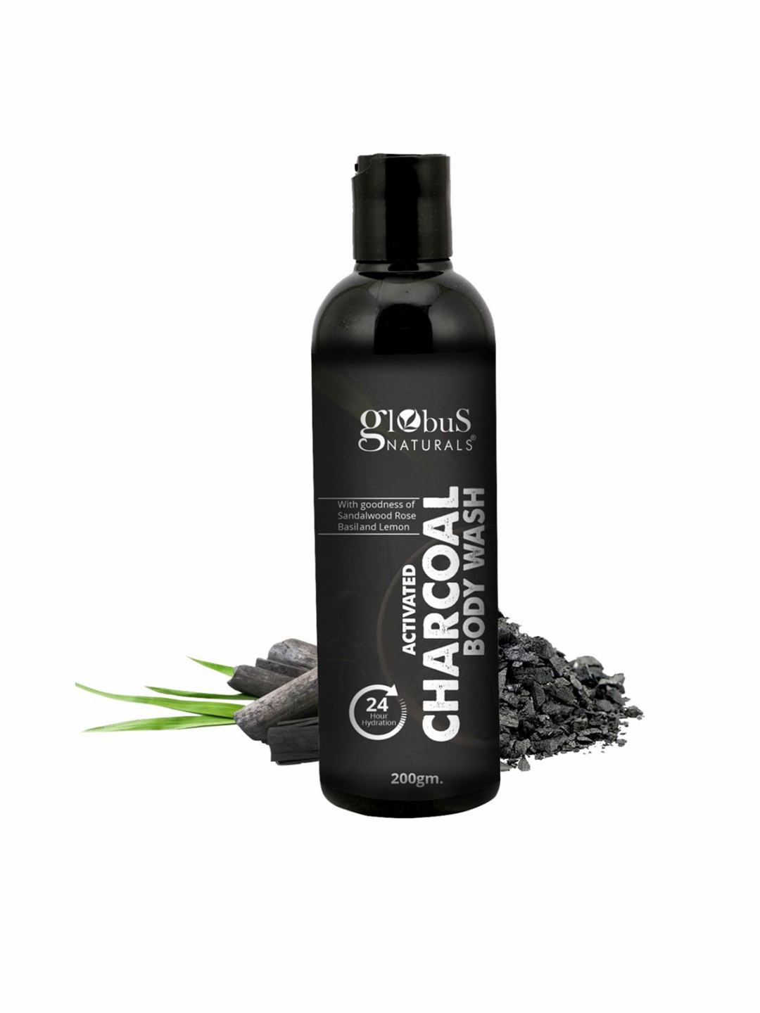 

Globus naturals Activated Charcoal Body Wash Enriched With Sandalwood Rose - 200g, Black