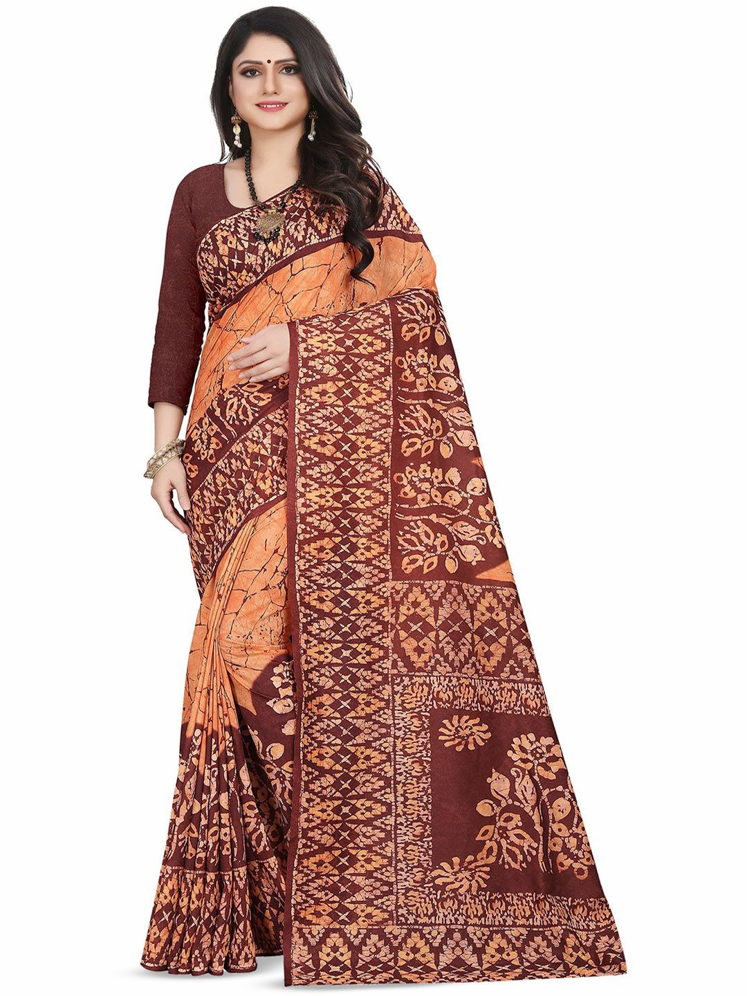 

BAESD Batik Saree, Orange