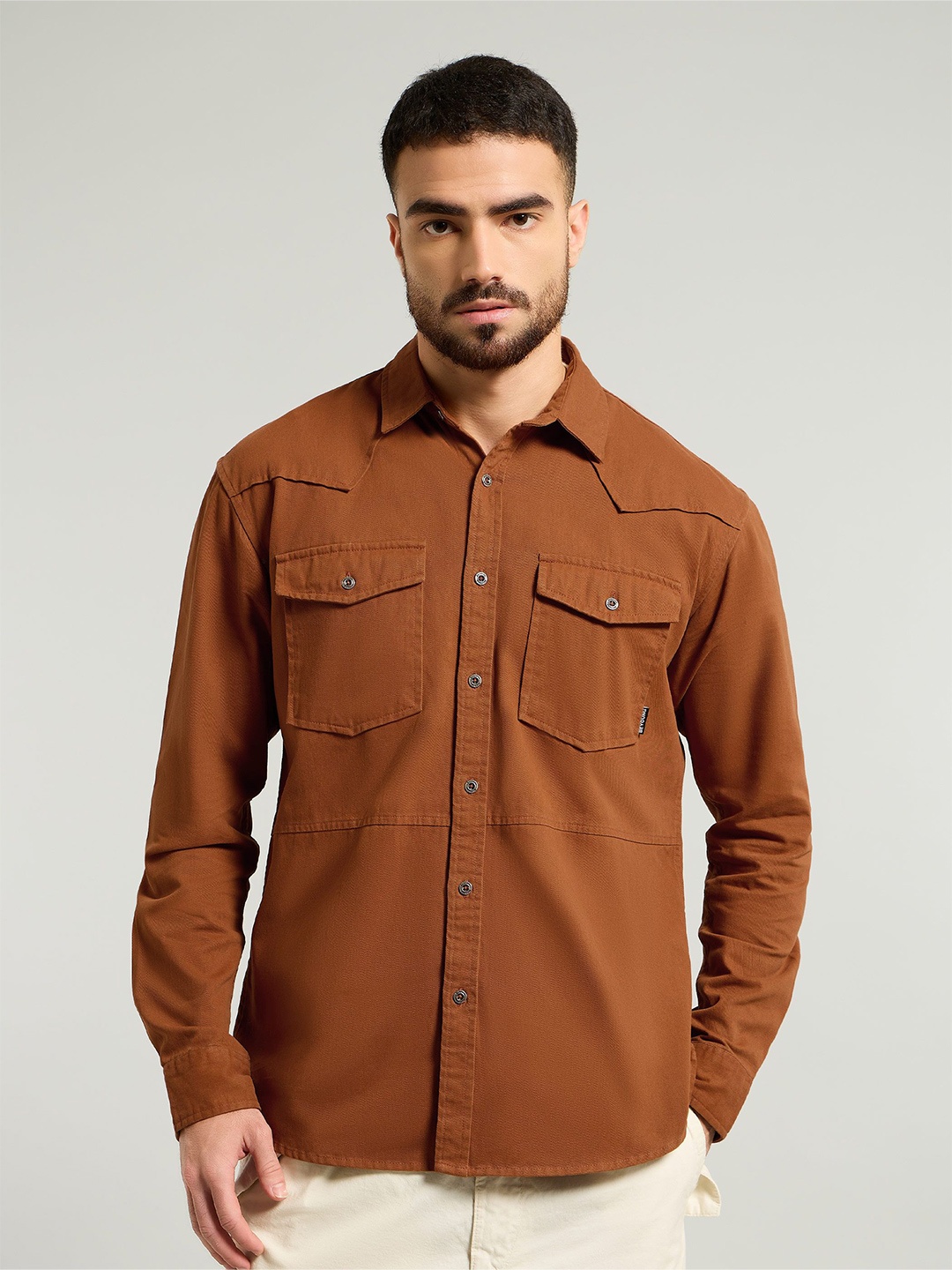 

Beyoung Men Opaque Solid Casual Shirt, Brown