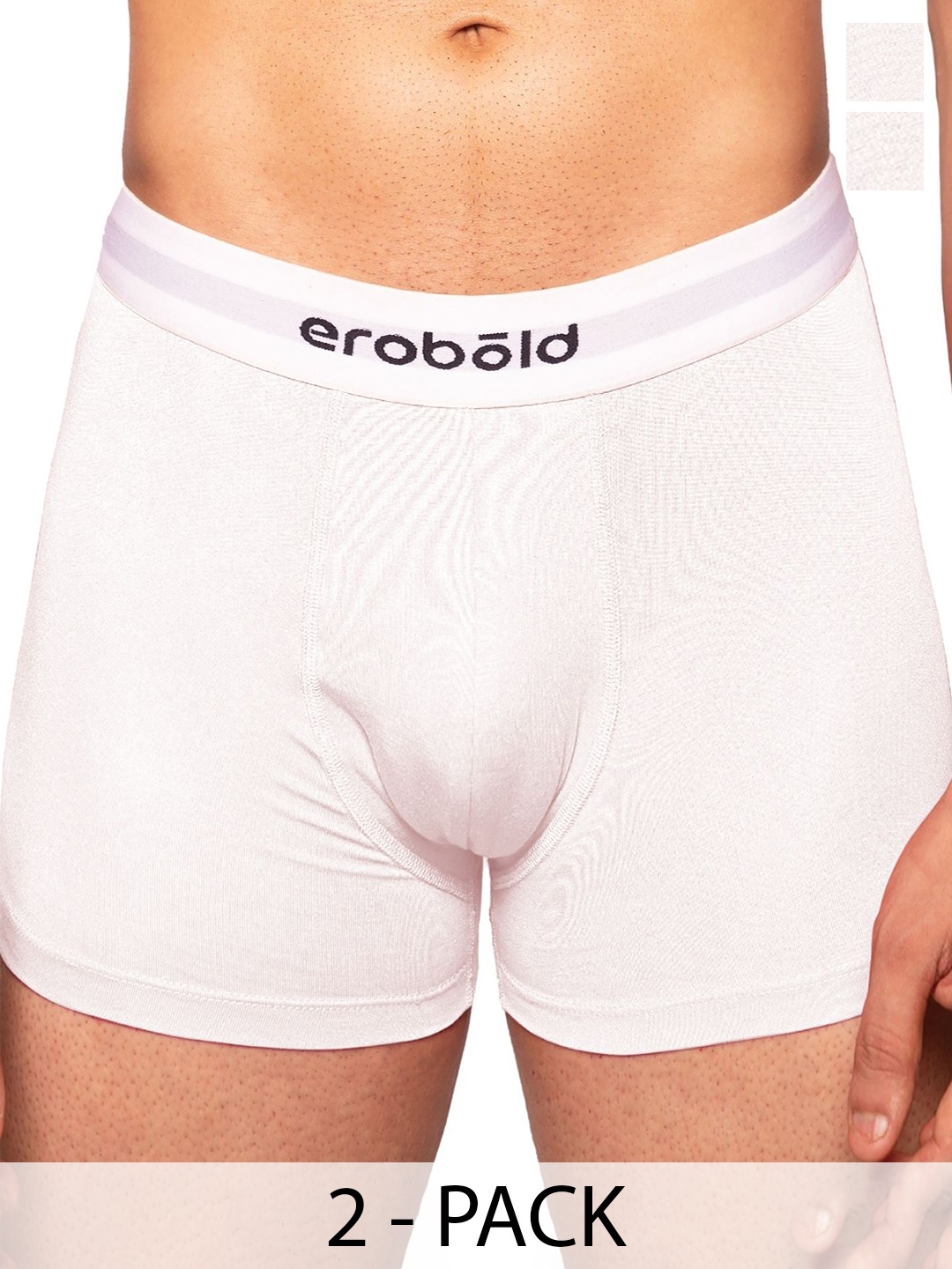

EROBOLD Pack Of 2 Men Mid -Rise Modal Classic Trunks MTRC2-CL1WW1MX1, White
