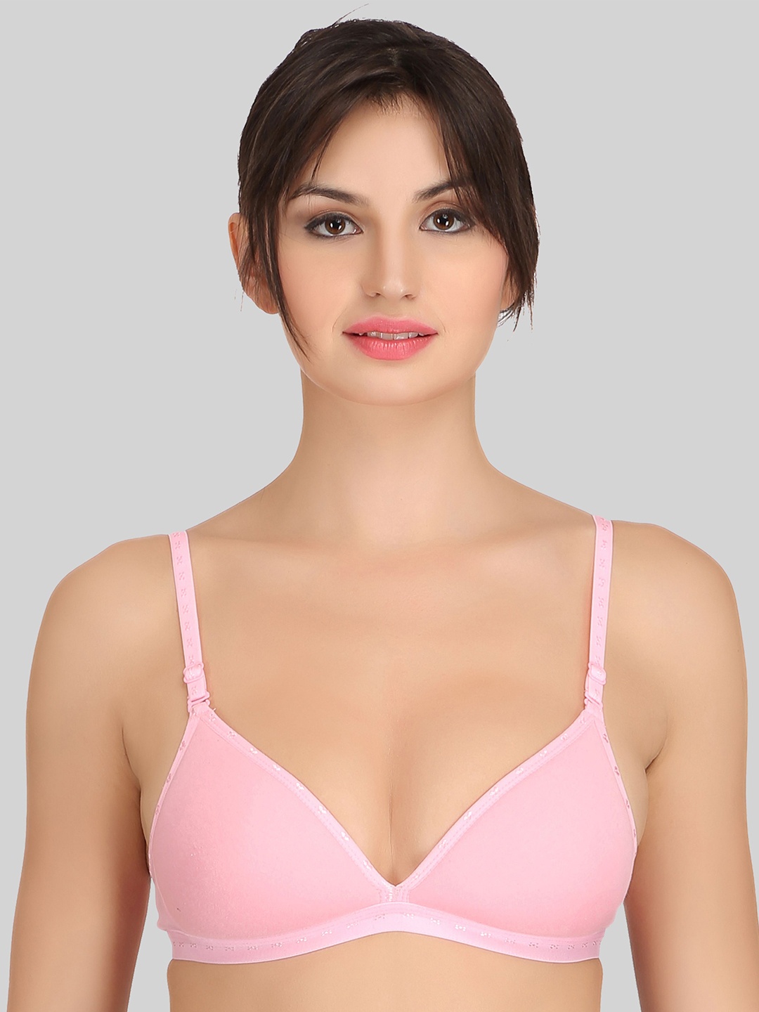 

SELFCARE Solid Medium Coverage Lightly Padded Non-Wired Bra, Pink