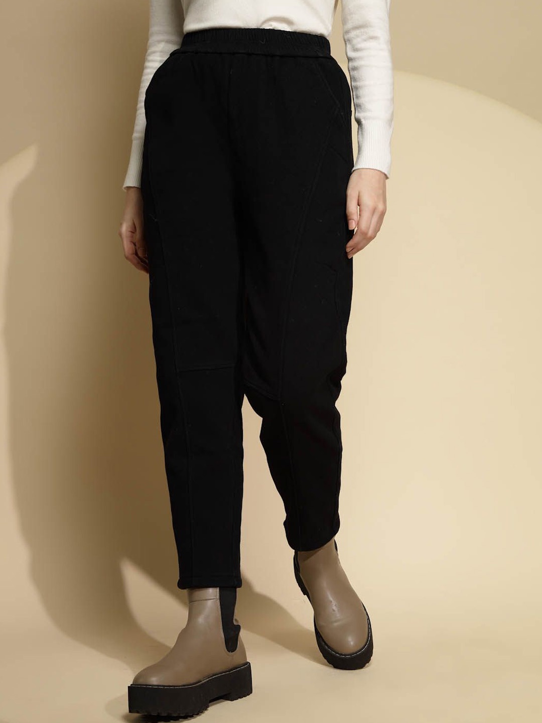 

Global Republic Women Comfort High-Rise Wrinkle Free Trousers, Black