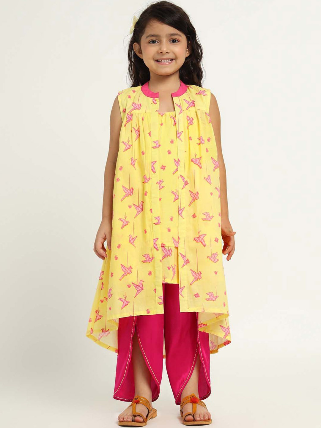 

Somersault Girls Printed Pure Cotton Kurta with Dhoti Pants, Yellow