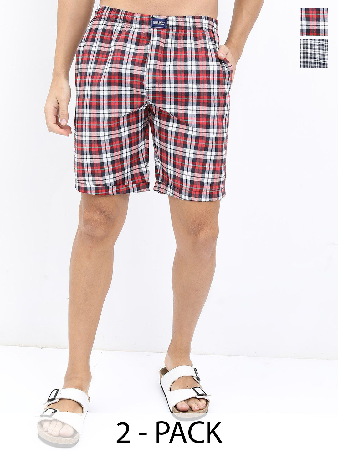 

HIGHLANDER Men Checked Technology Shorts, Navy blue