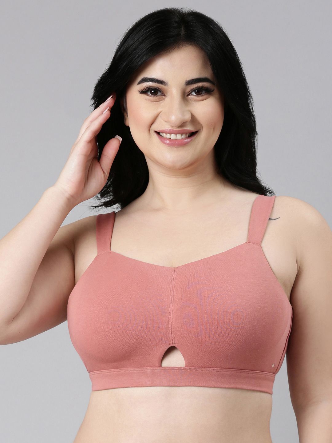 

Enamor Cloud Padded Wirefree Full Coverage Cotton Full Support Minimizer Bra A064, Pink