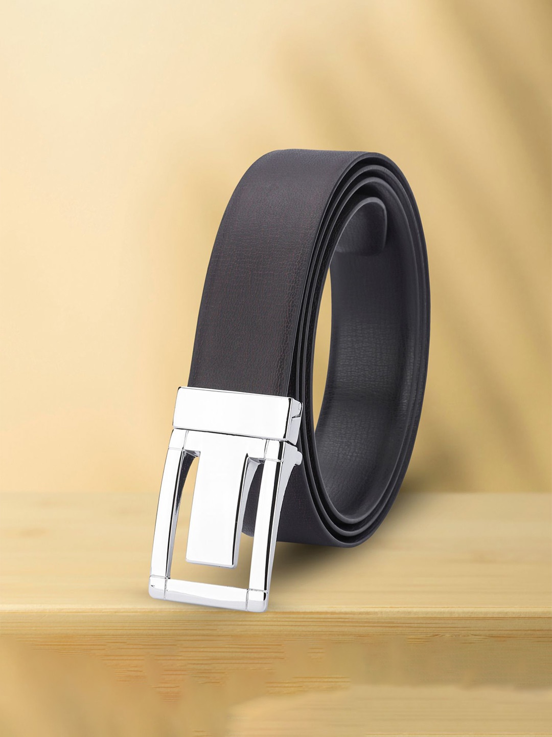

WINSOME DEAL Men Push Pin Closure Textured Formal Belt, Brown