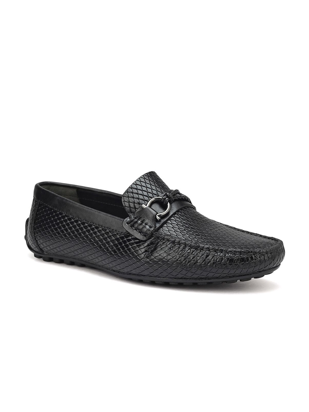 

ROSSO BRUNELLO Men Textured Formal Loafers, Black
