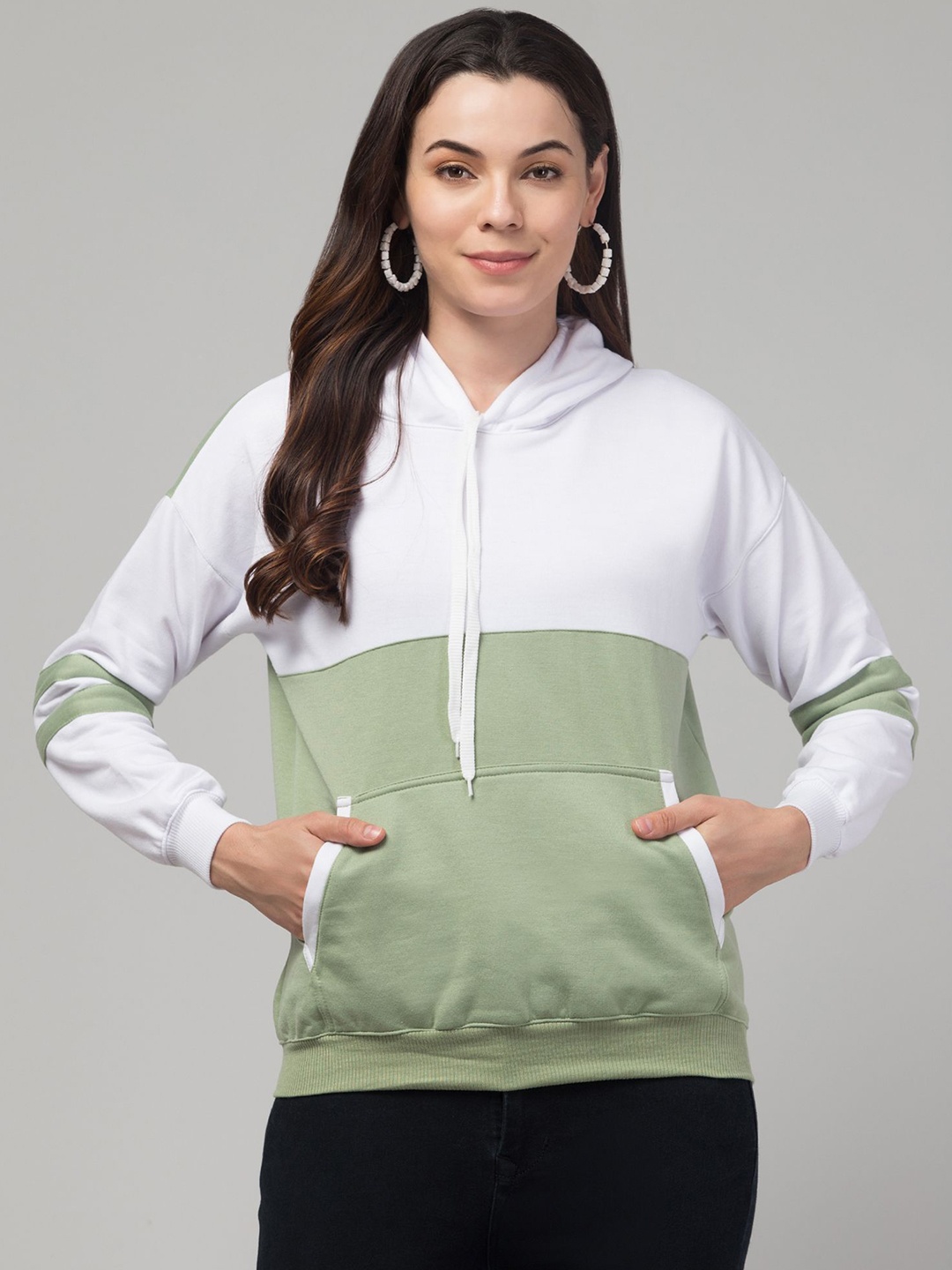 

BESTIC FASHION Women Solid Hooded Sweatshirt, Sea green