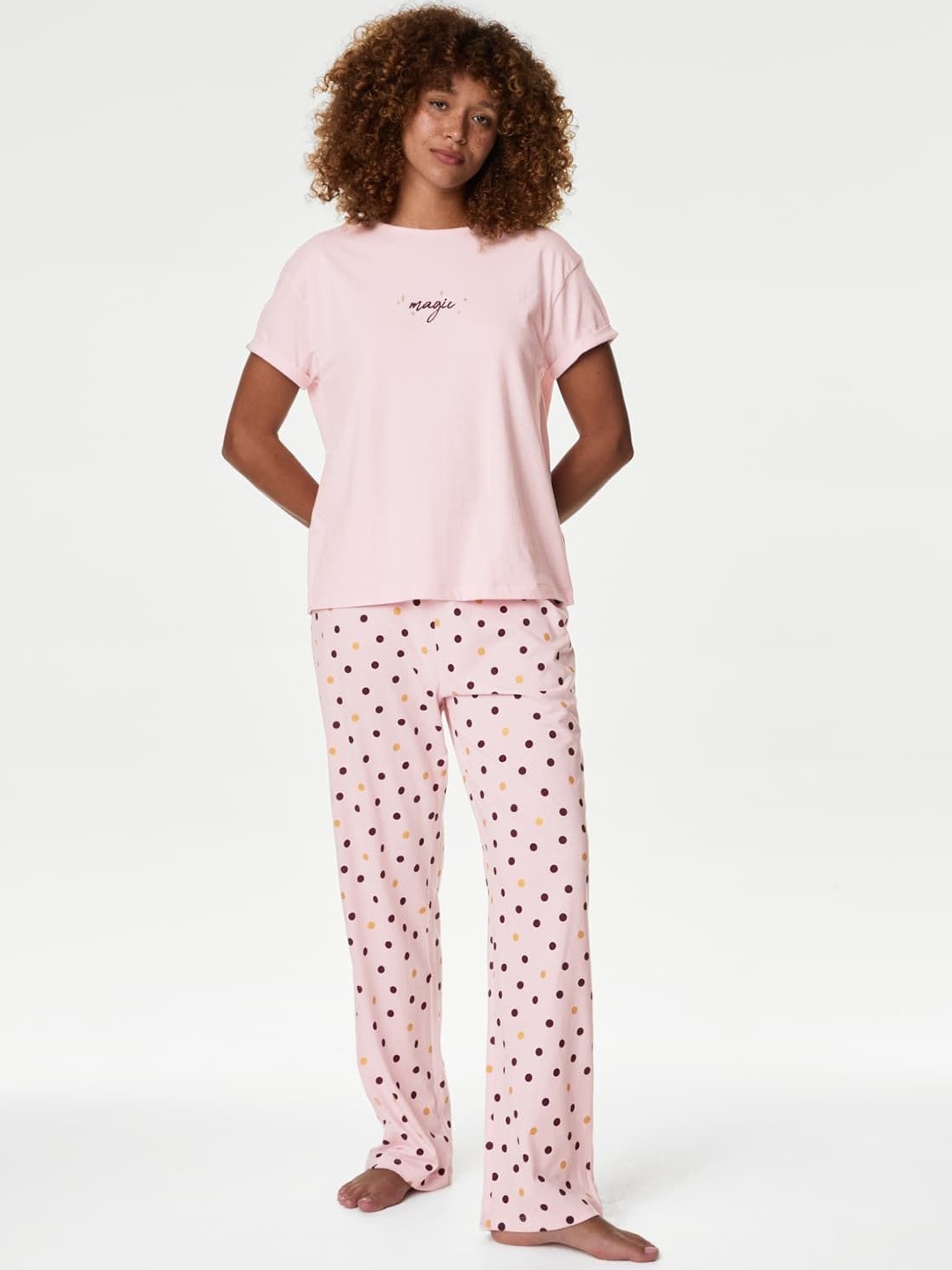 

Marks & Spencer Women Printed Night suit, Pink