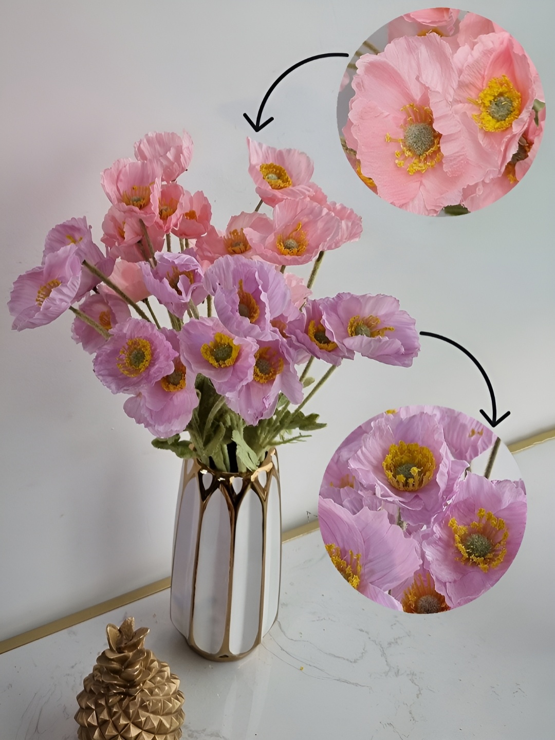 

Art Street Pink 4 Pieces Poppy Artificial Flower