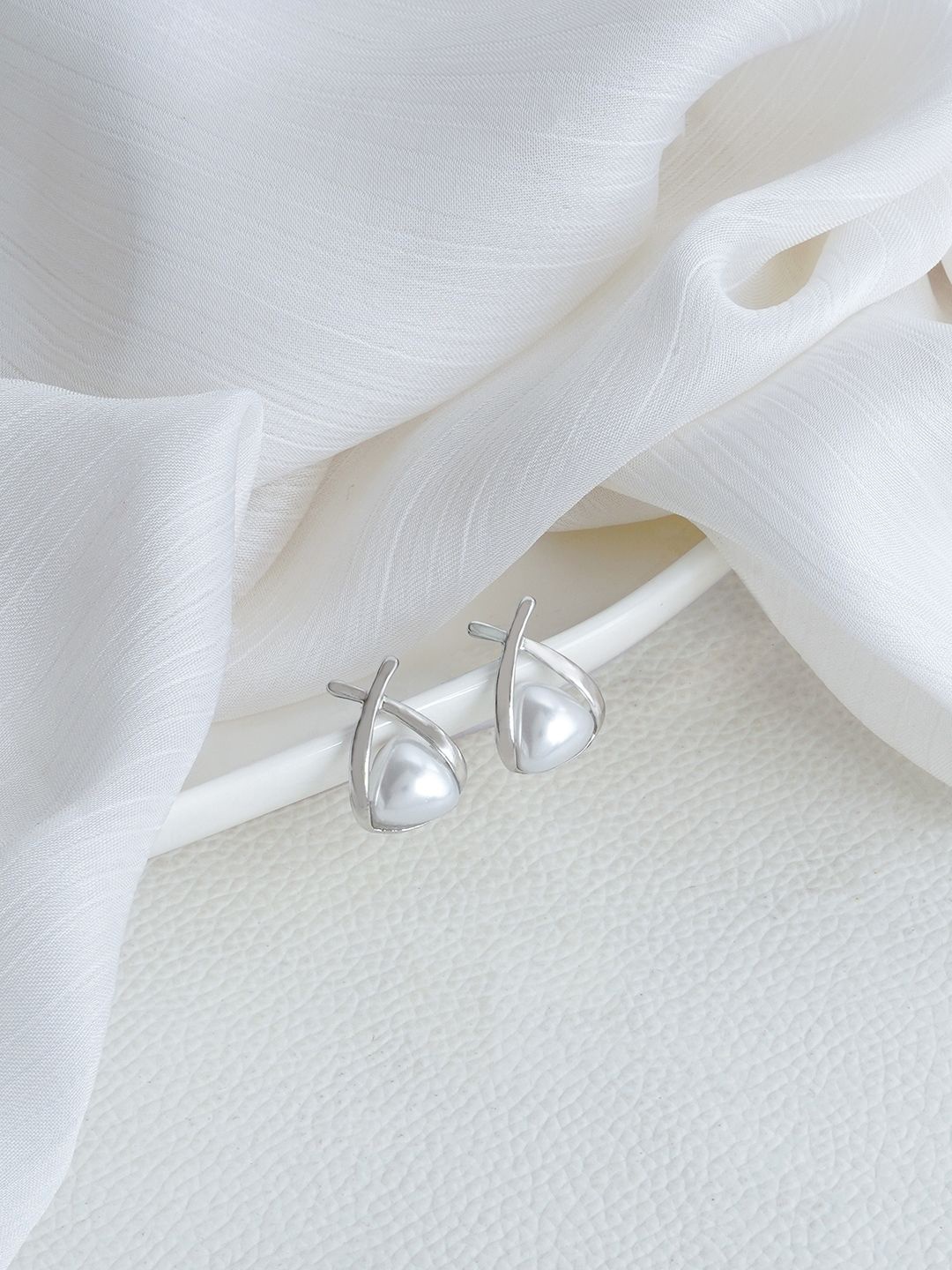 

JOKER & WITCH Emmeline Contemporary Stone-Studded Studs, Silver