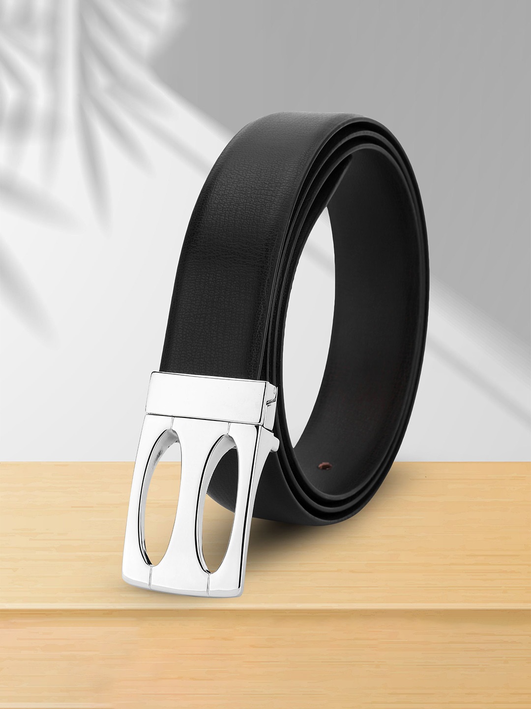 

WINSOME DEAL Men Push Pin Closure Textured Formal Belt, Black