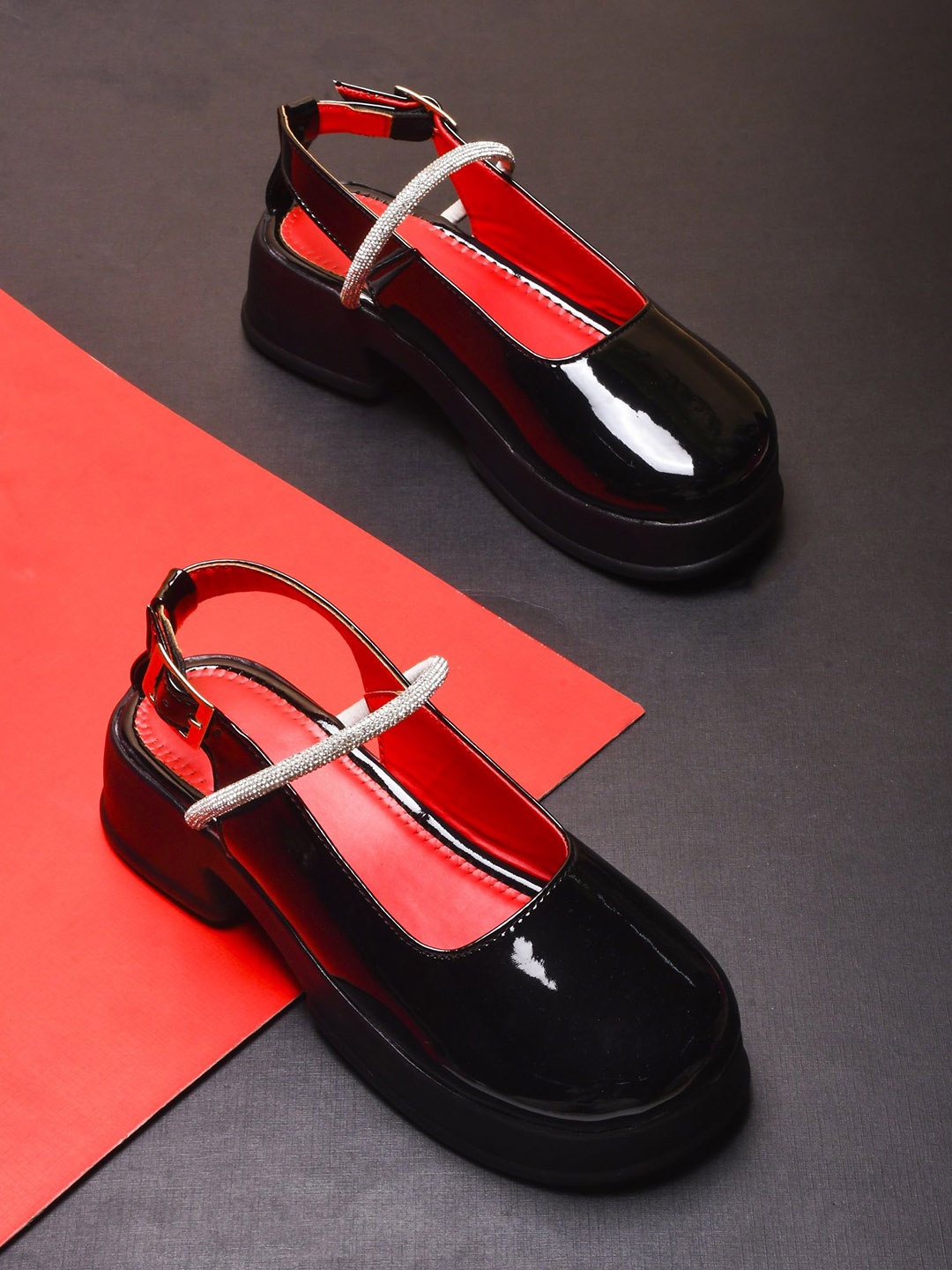 

Try Me Women Embellished Mules With Buckle, Black