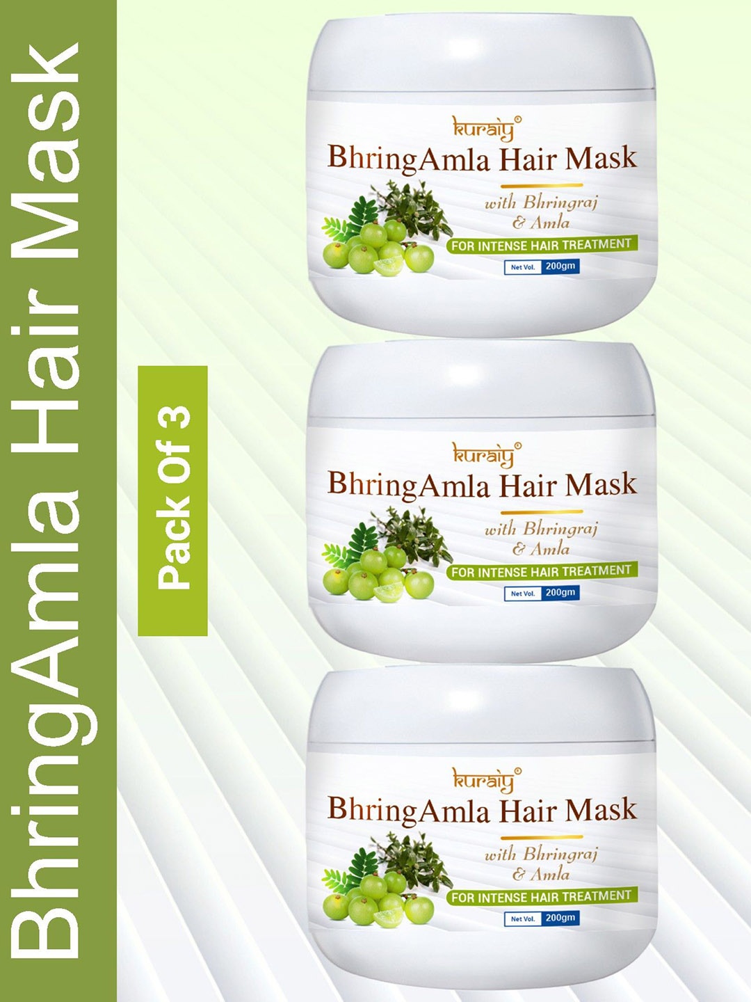 

KURAIY Set Of 3 Bhring Amla Hair Mask-200g Each, White