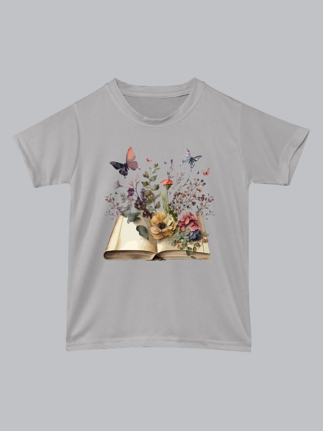 

BAESD Unisex Kids Floral Printed Round Neck T-Shirt, Grey
