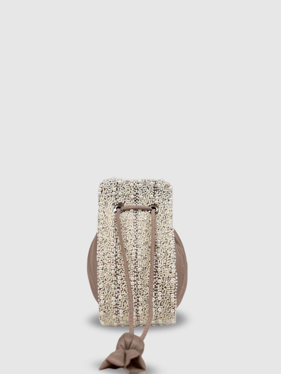

D'oro Embellished Structured Handheld Bag with Tasselled, White