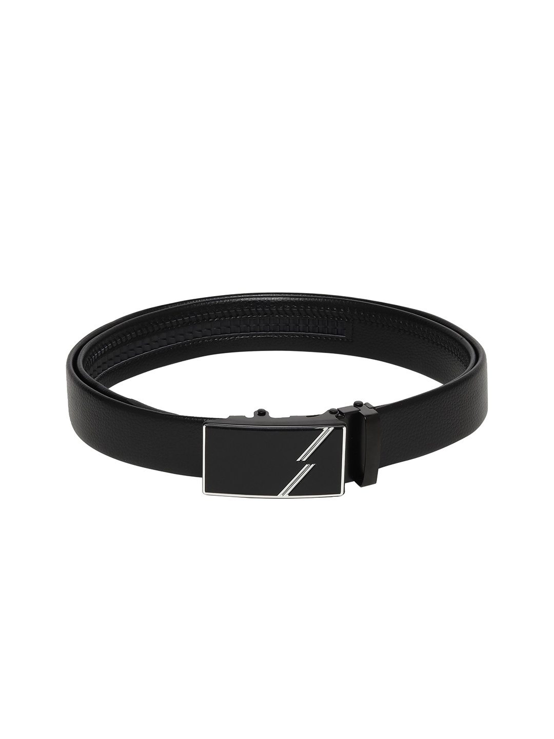 

WINSOME DEAL Men Slider Buckle Closure Textured Formal Belt, Black