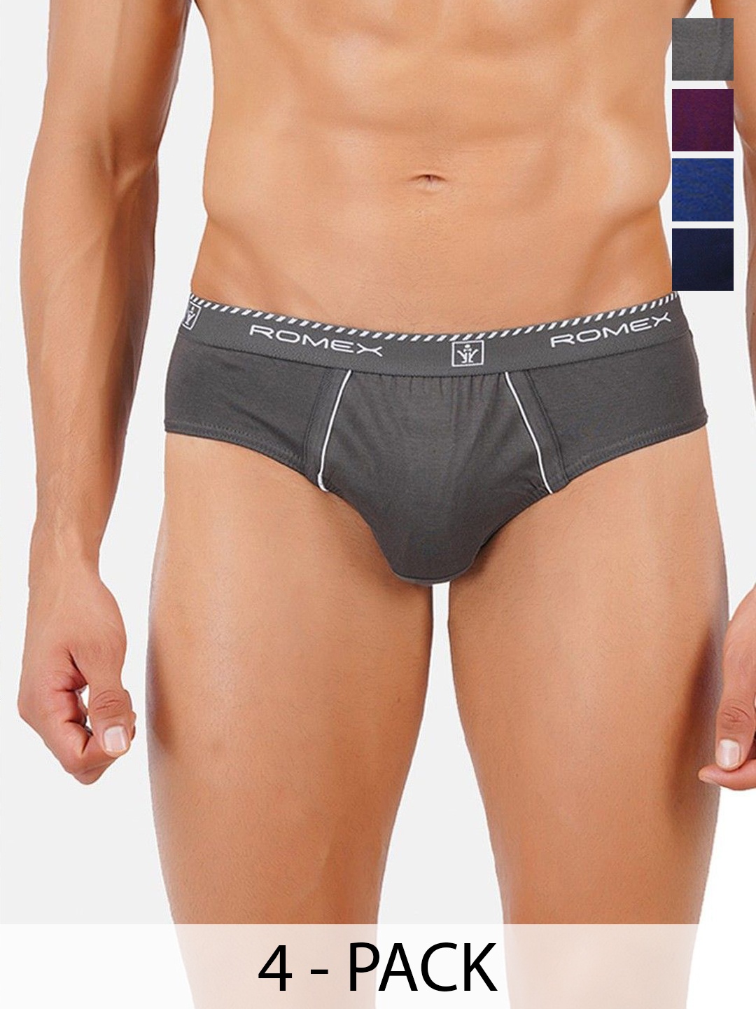 

Ramraj Pack Of 4 Men Assorted Hipster Briefs R1ARomexBrief4Pcs, Multi