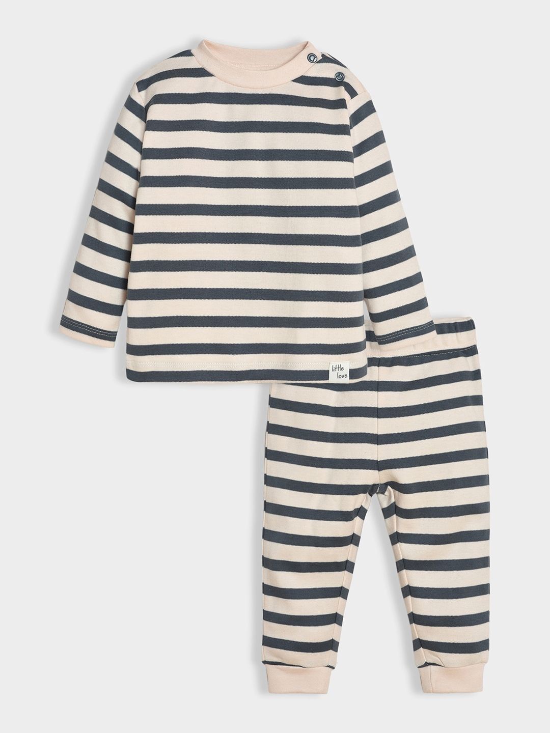 

MiArcus Kids Striped Pure Cotton T-shirt With Pyjamas, Peach