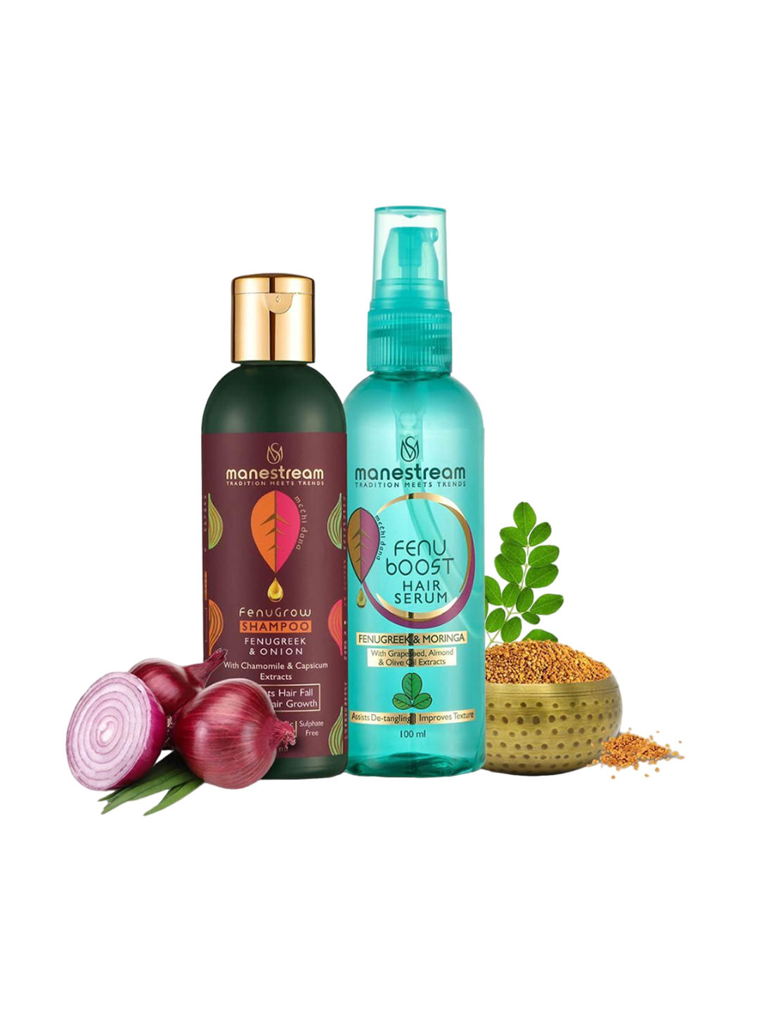 

Manestream Set of Fenuboost Hair Serum & Fenugrow Shampoo - 100ml each, Blue