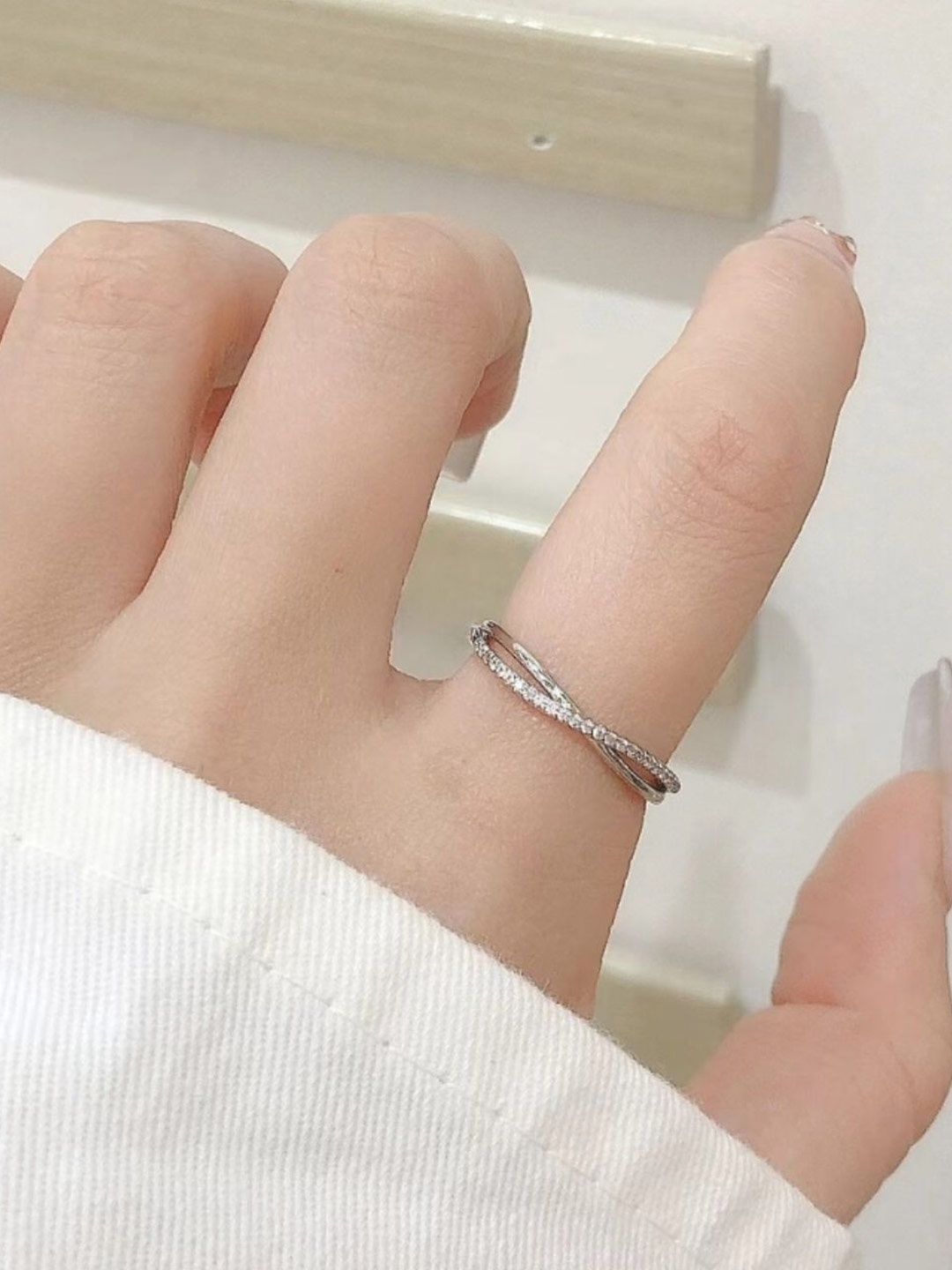 

SALTY Selene Stone Studded Adjustable Finger Ring, Silver