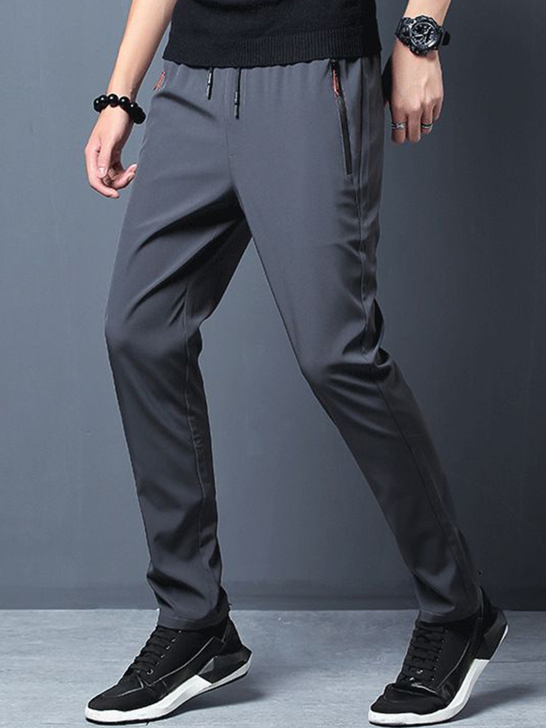 

StyleCast Men Solid Slim Fit Trousers, Black