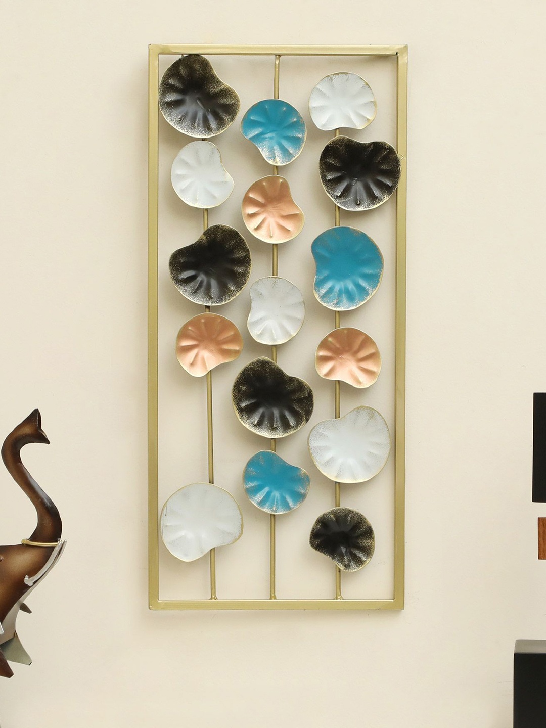 

vedas Gold Toned & White Abstract Hanging Wall Decor