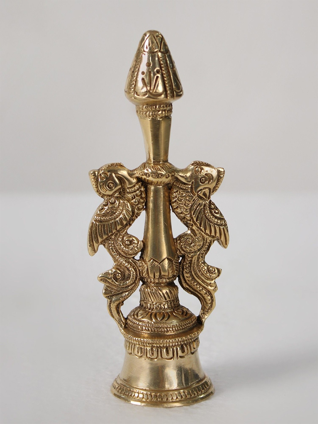 

Exotic India Brass Peacock Design Ritual Bell, Gold