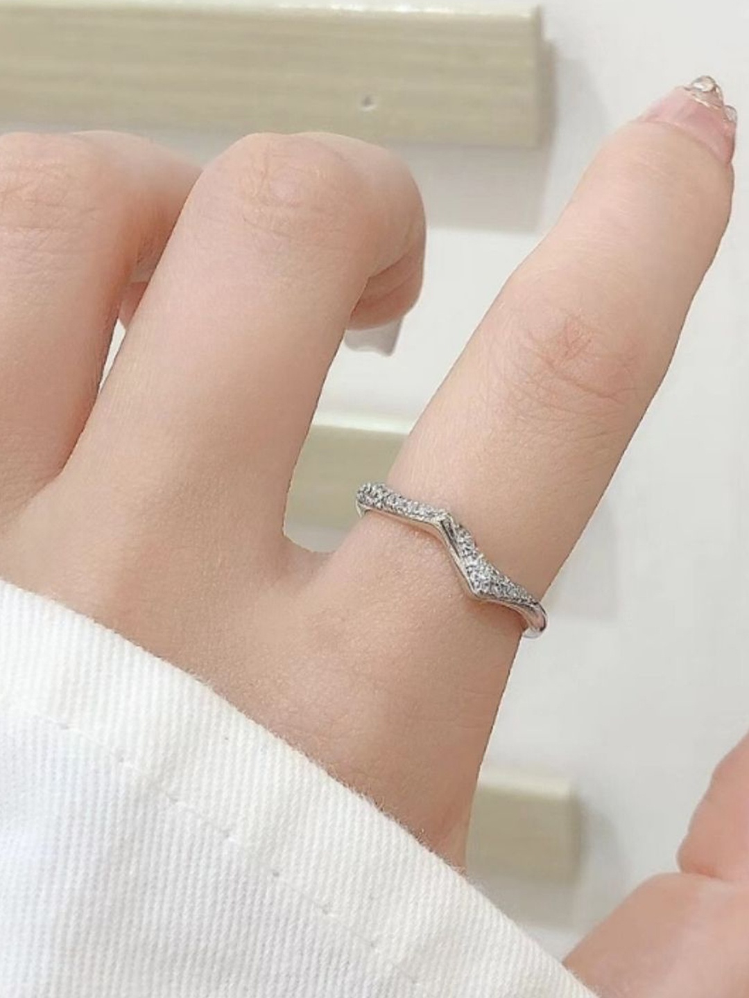 

SALTY Silver-Plated Stone Studded Finger Ring