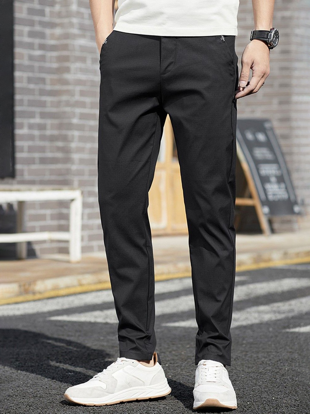 

StyleCast Men Slim Fit Chinos Trousers, Black