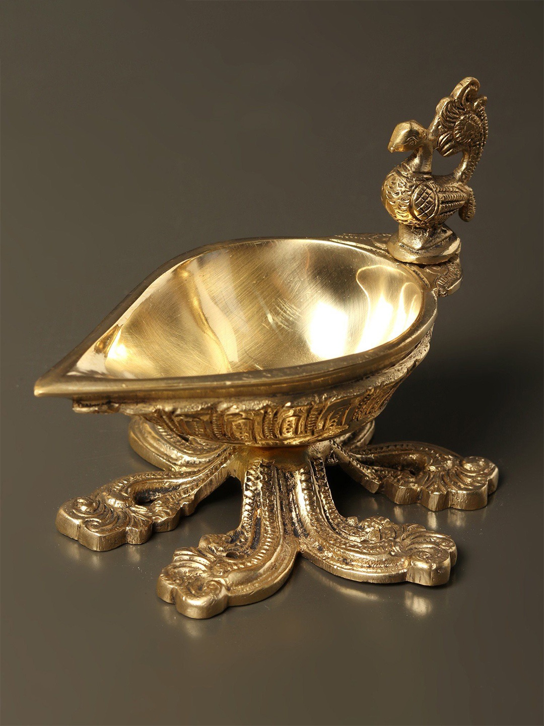 

Exotic India Designer Brass Diya, Gold