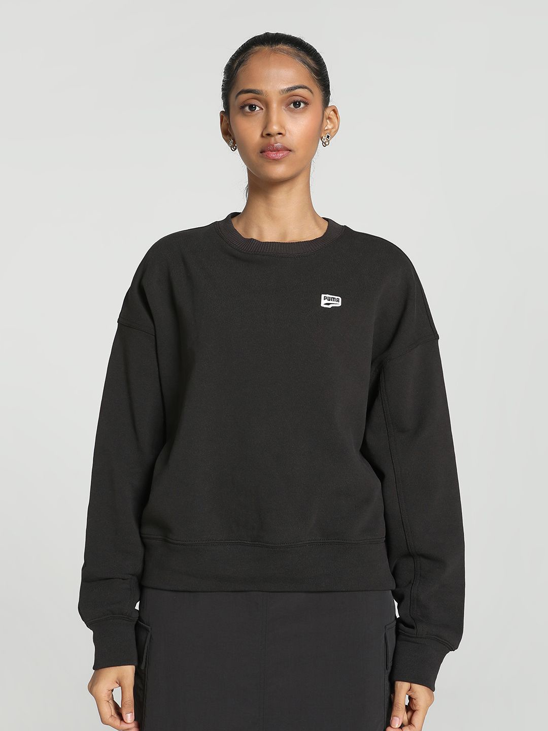 

Puma Women Downtown Re-Collection Crew Oversized Sweatshirt, Black