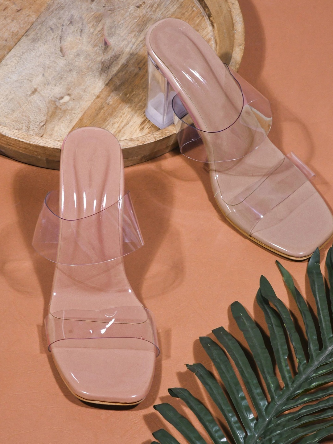 

Try Me Trasparent Straps Open Toe Block Heel Sandal, Pink